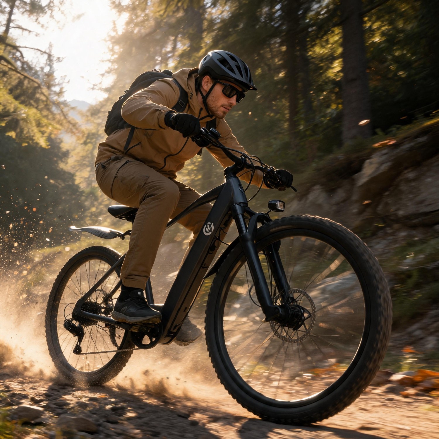 Mountain Biking Jumps - Electric Mountain Bike, Full Suspension, 500W